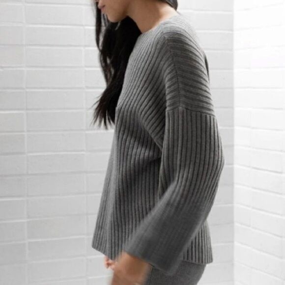 Lunya Cozy Pima Wool Pullover Sweater Charcoal Gray - Picture 2 of 7